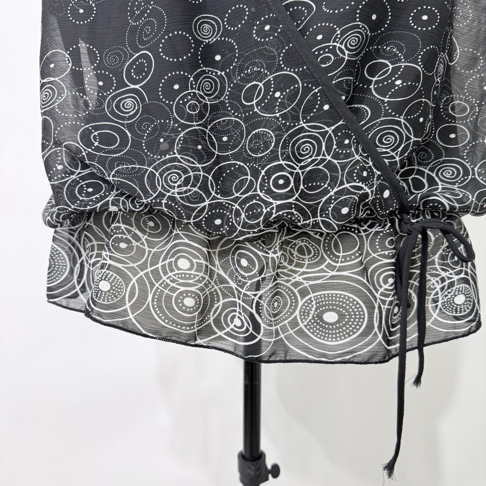 Studio 1940 Sheer Faux Wrap Top Size 18/20W Swirl Circle Print Work Evening - Picture 2 of 8